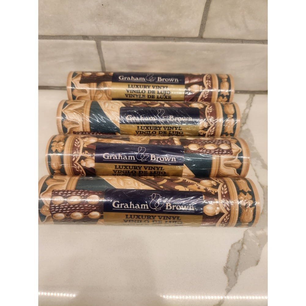 4 Graham & Brown Kitchen Bath Luxury Vinyl 7" Border England Wallpaper 5.5 Yards